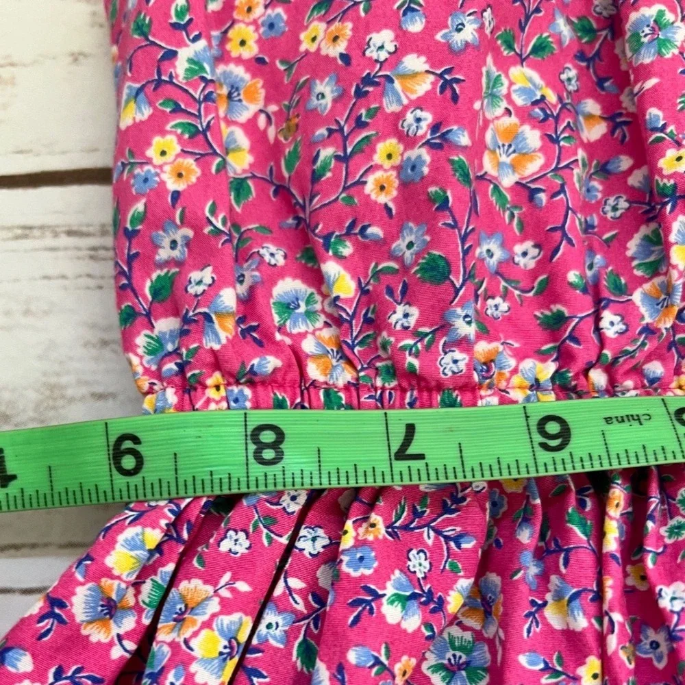 VTG Ralph Lauren Pink Floral Sleeveless Cotton Elastic Waist Dress 18M